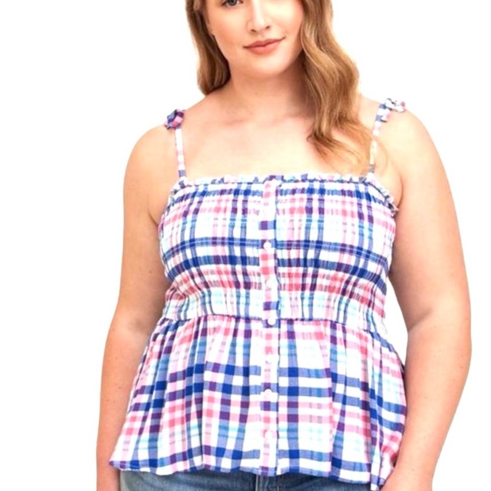 🆕🦋TORRID Plaid Smocked Cami Top🦋